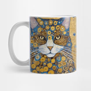 Gustav Klimt Style Cat with Blue and Gold Spots Mug